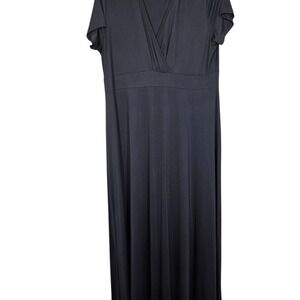 S.O.S Maxi Dress Womens XXL Black V-Neck Short Sleeve Empire Waist Casual